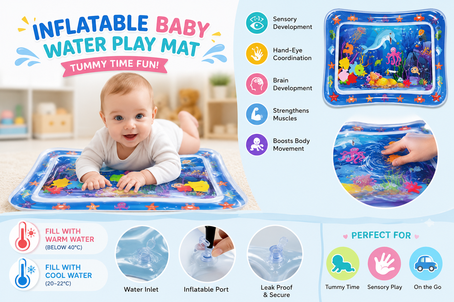 HopsyHop Playtime SA™ Inflatable Baby Water Play Mat