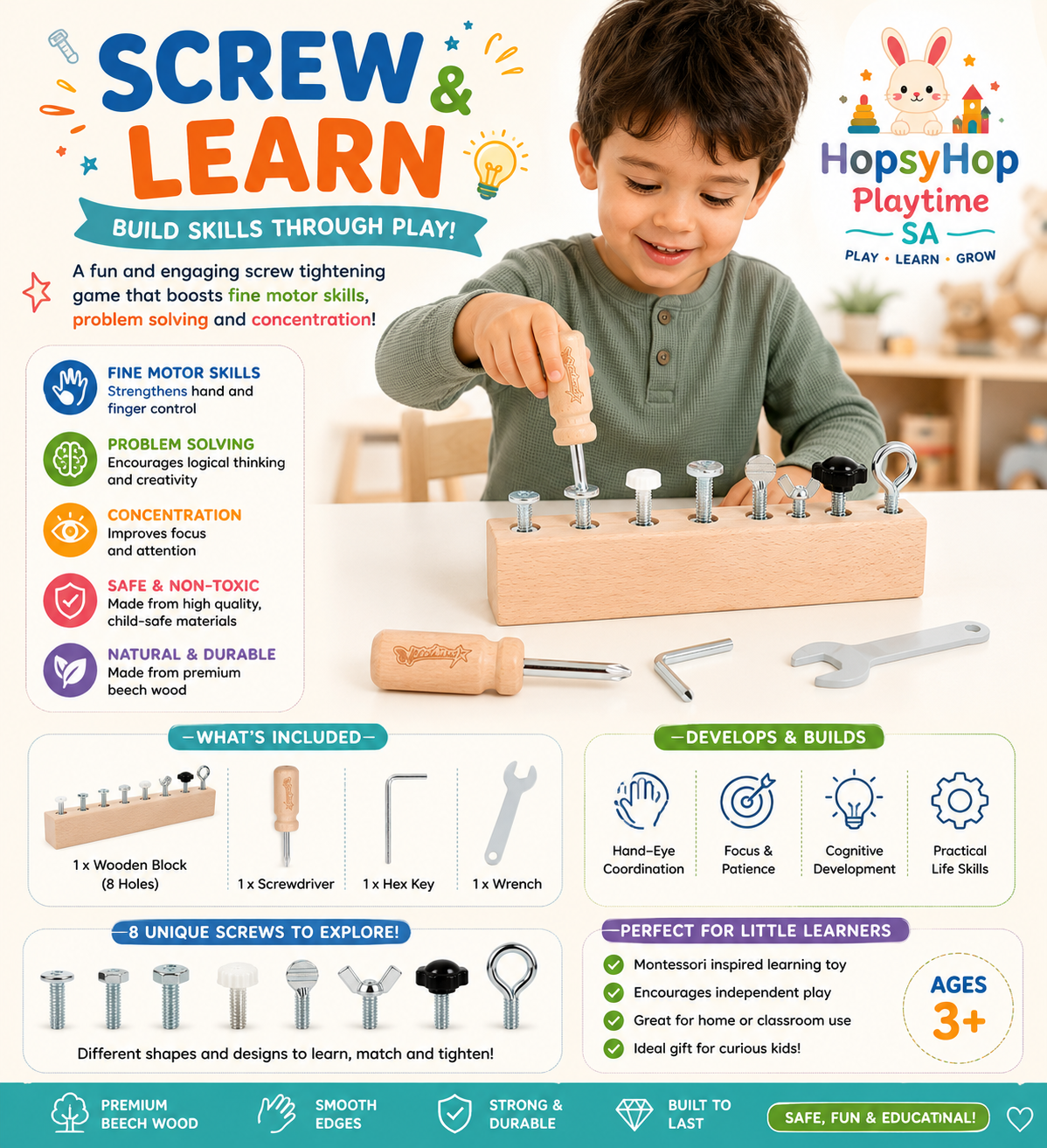HopsyHop Playtime SA™ Screw & Learn Toy