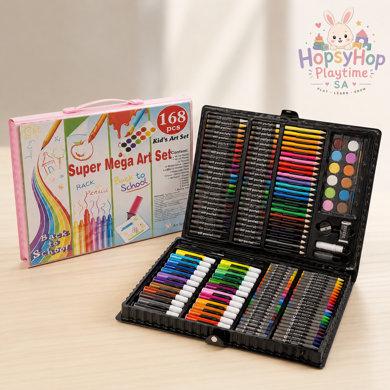Super Mega Art Set™ 168pcs – Kids Creative Drawing & Colouring Kit by HopsyHop Playtime SA