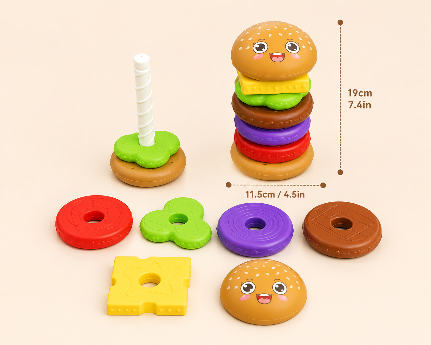 HopsyHop Playtime SA™ Burger Stacking Tower