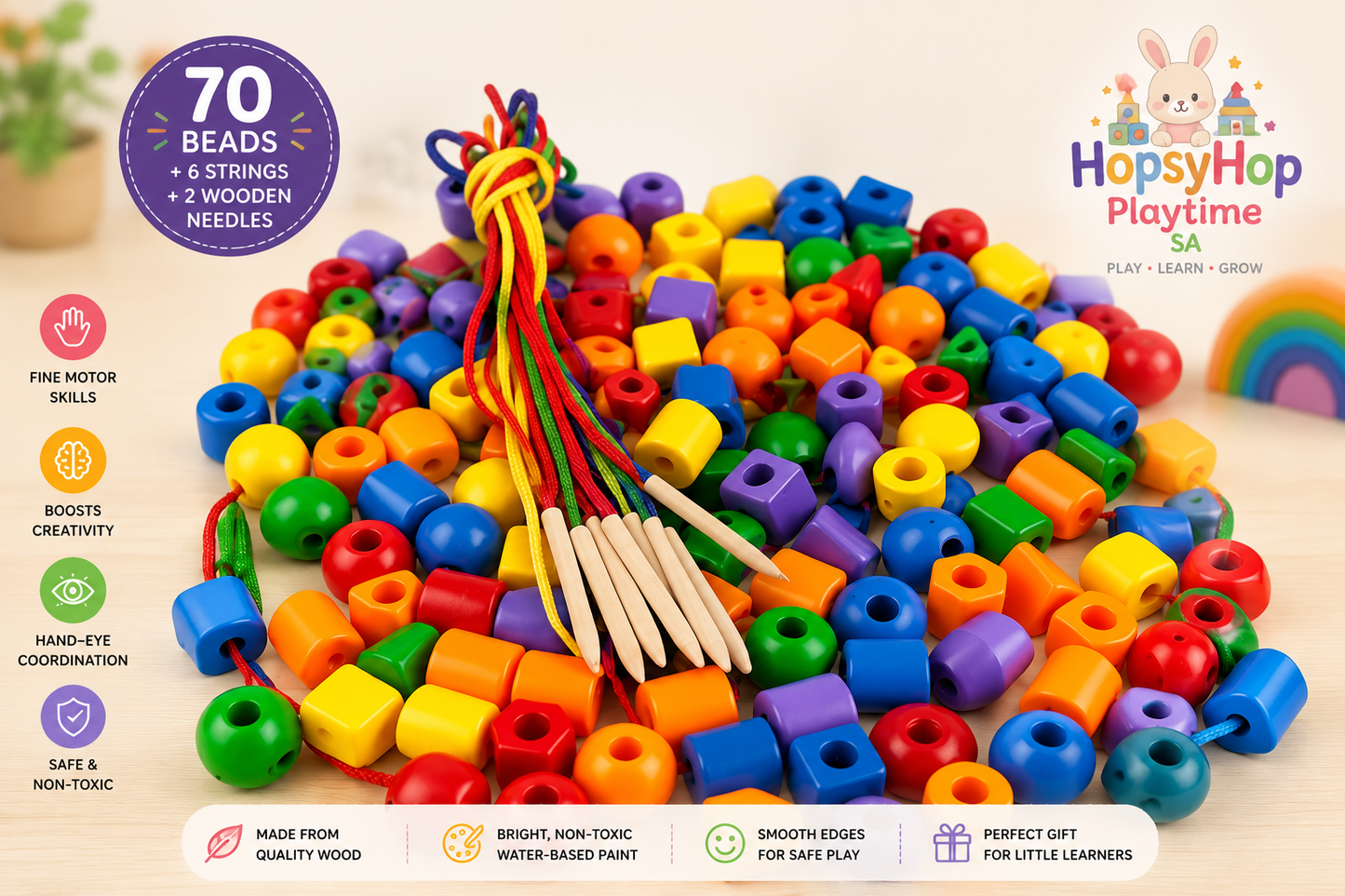 HopsyHop Playtime SA™ Rainbow Lacing Beads