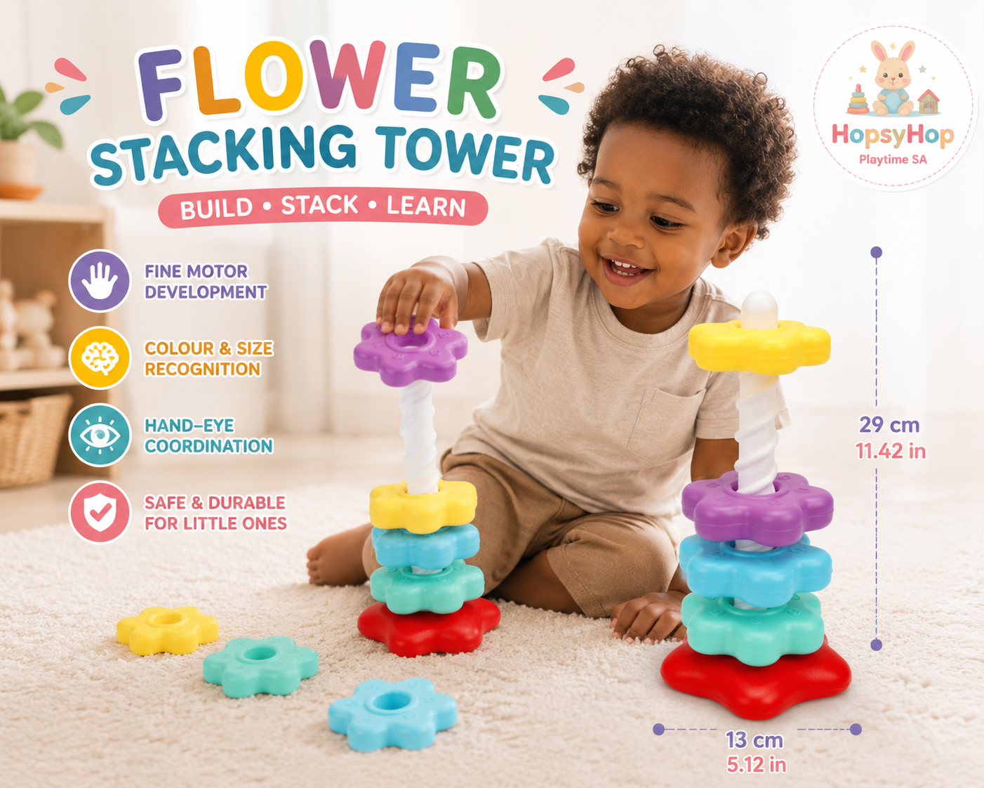 HopsyHop Playtime SA™ Flower Stacking Tower