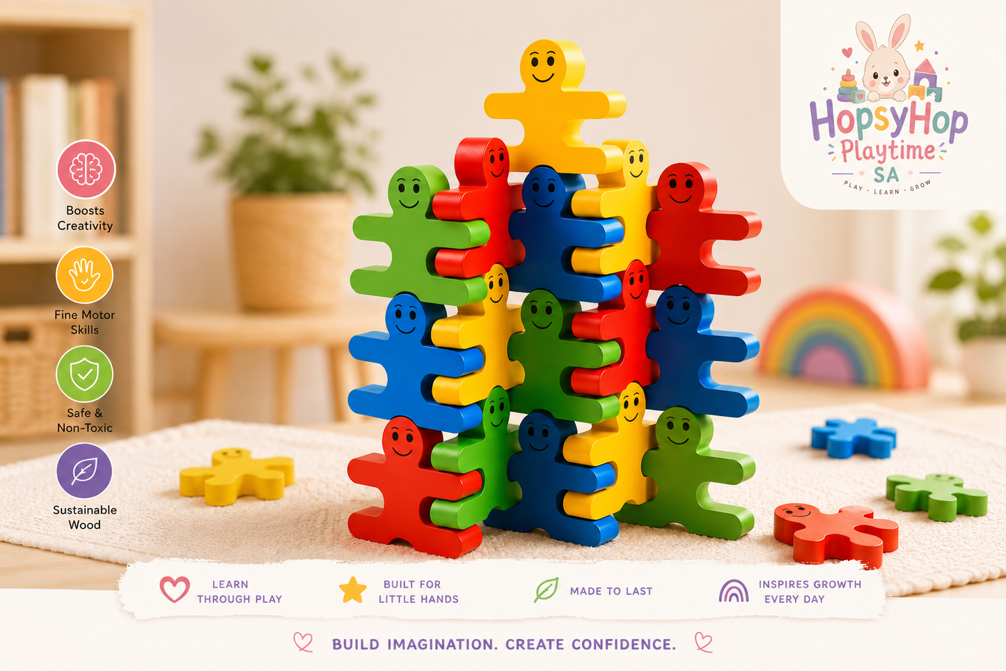 HopsyHop Playtime SA™ Colourful People Blocks